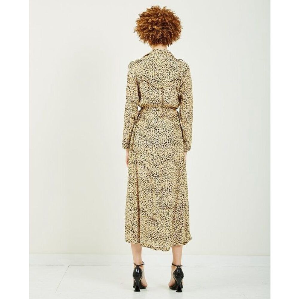 Mes Demoiselles Rosita Printed Coat Dress in Tan Panther Size 36 US 4-6 - Picture 2 of 12